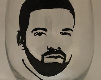 Drake Hand Painted Stemless Wine Glass
