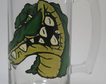 Grinning Gator Hand Painted Beer Mug