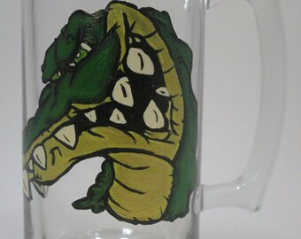 Grinning Gator Hand Painted Beer Mug