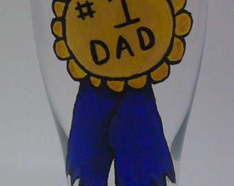 Number 1 Dad Hand Painted Beer Glass