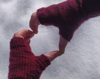 Hand knit fingerless gloves