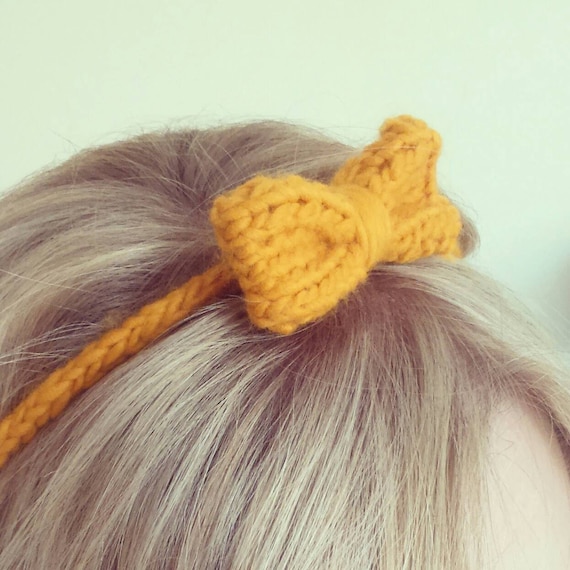 Handmade Knitted Bow Tie Headband - Etsy display picture 1