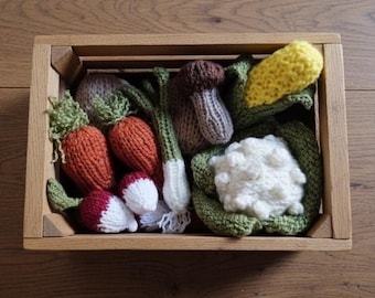 Handmade knitted vegetables pincushion pretend play food early years prop