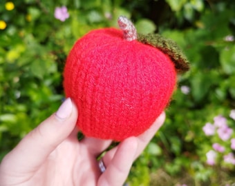 Knitted apple pincushion pretend food teacher gift early years prop