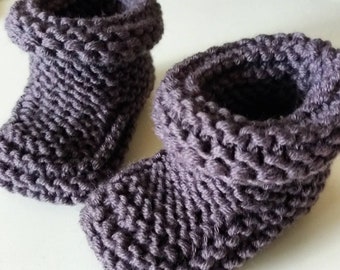 Hand knit simple baby booties for boy or girl