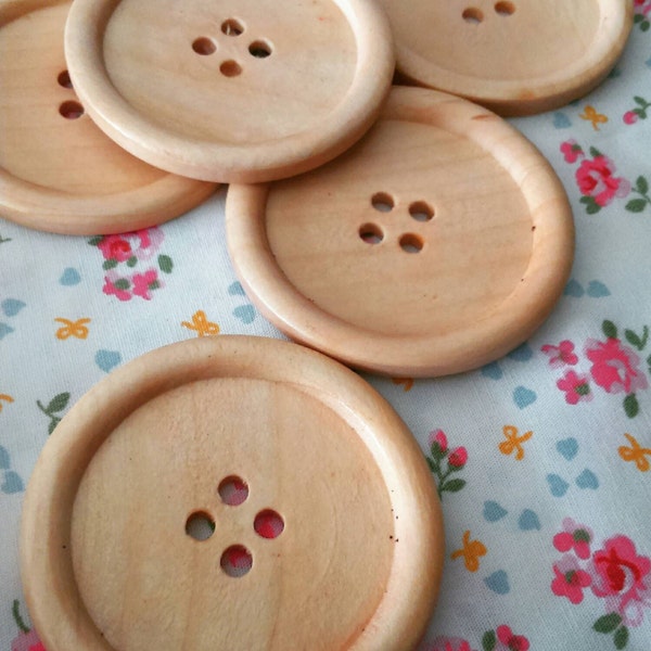 Botones grandes de madera 4 agujeros 5cm
