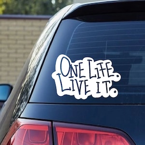 Car sticker SVG by Oxee, hand lettered car quote svg, sarcastic car stickers svg, one life live it svg