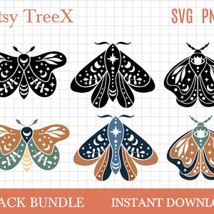 Mystical moth SVG bundle, boho butterfly svg, magic night butterfly SVG by Oxee, hand drawn butterfly svg