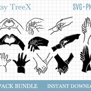 Mains simple ligne art dessin svg bundle par Oxee, amour coeur mains dessin svg, bébé main svg, main dans la main ligne art svg