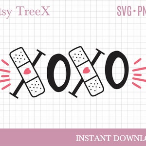 Xoxo SVG von Oxee, Krankenschwester Logo SVG, Cricut geschnitten Datei, Silhouette svg, Krankenschwester Leben, Krankenschwester Band - Aid t Shirt svg, Pflaster svg Logo
