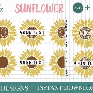 Sunflower SVG bundle, sunflower wreath svg, sunflower monogram svg by Oxee, floral wreath svg