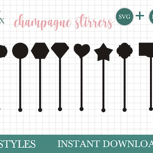 Champagne drink stirrers SVG bundle, hand drawn svg by Oxee