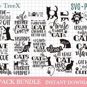 Bundle SVG de chat par Oxee, chat maman svg, chat grand-mère svg, fichier coupé, chat silhouette svg, citations de chat, sauvetage de chat, chat sarcastique citations svg