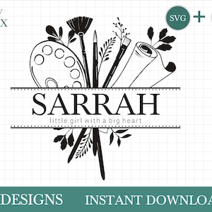 Hand drawn painting monogram SVG, drawing sign SVG, artist logo svg by Oxee, watercolor sign