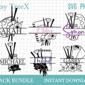 Hand drawn painting monogram SVG bundle by Oxee, drawing sign SVG, artist logo svg, painter monogram svg