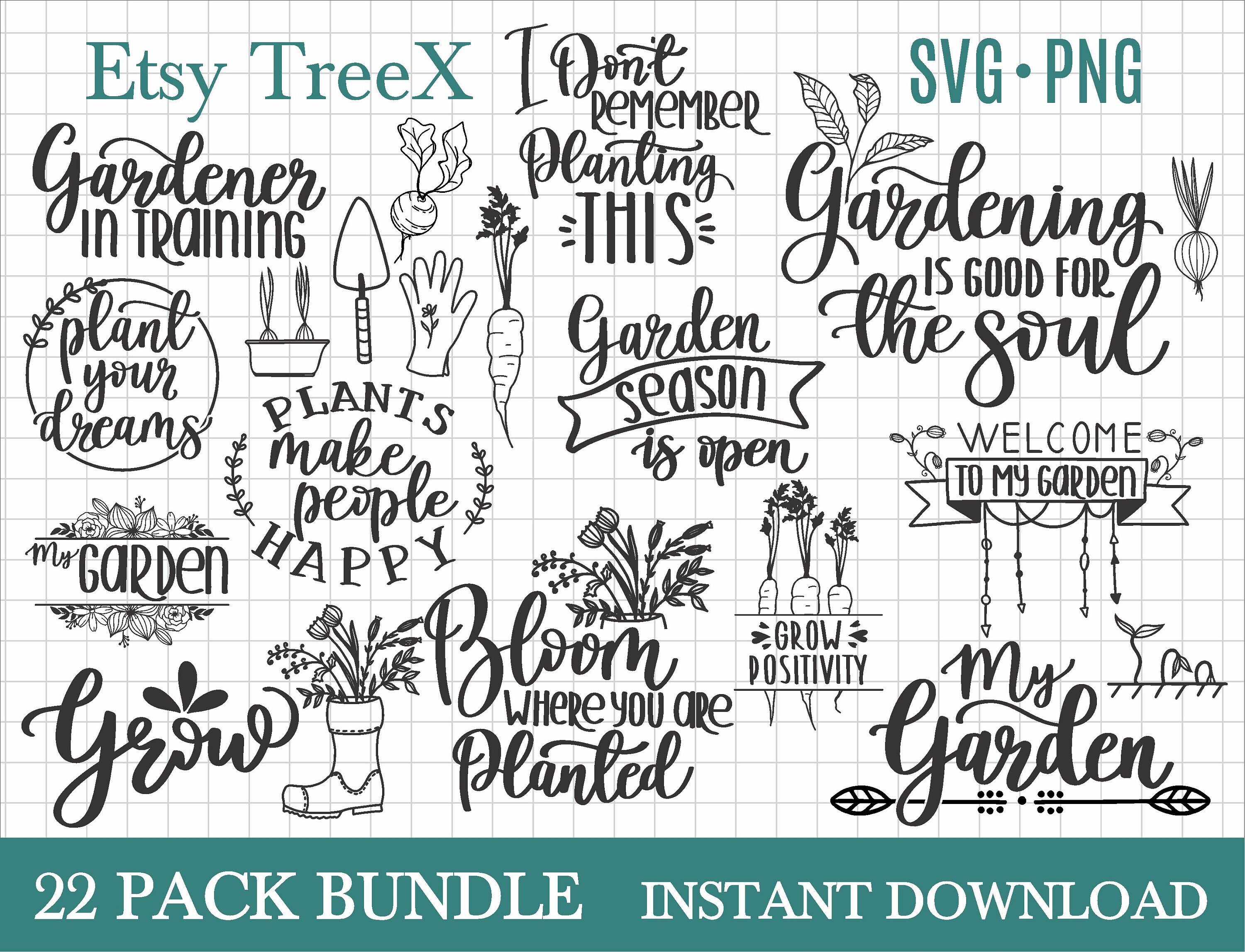 Hand lettered Gardening SVG bundle garden sign svg garden Etsy