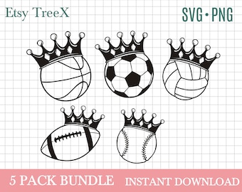 Sport balls SVG bundle by Oxee, baseball ball SVG, volleyball ball SVG, soccer ball svg, basketball ball svg, rugby ball, crowned ball