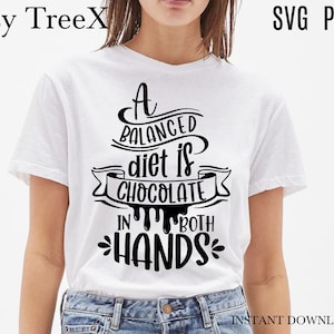 Funny chocolate quote svg by Oxee, hand drawn chocolate lovers svg, chocolate diet svg