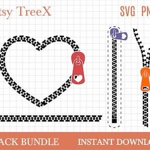 Zippen van SVG bundel door Oxee, zip liefde hart svg, ritssluiting svg, rits teken svg, eindeloze zip, Cricut, silhouet