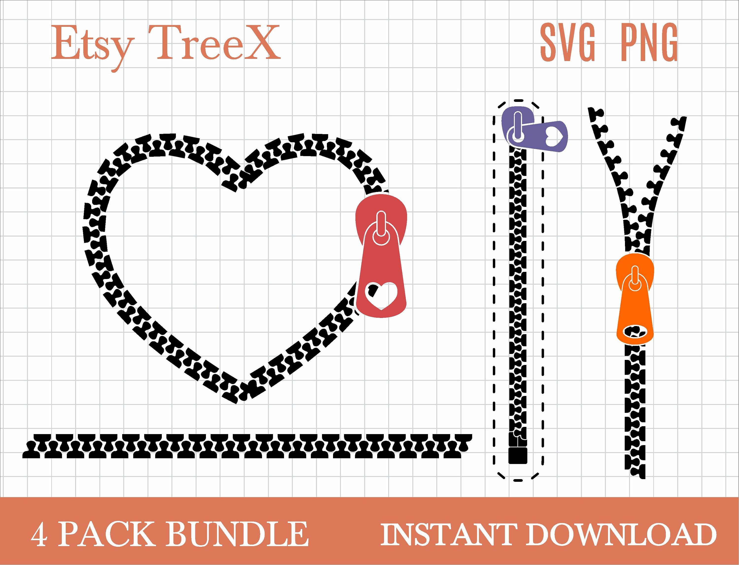 Zipping SVG bundle by Oxee, zip love heart svg, zip fastener svg, zipper sign svg, endless zip, Cricut, Silhouette