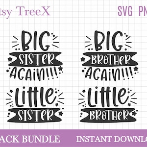 Hermano mayor de nuevo SVG por Oxee, Hermana mayor finalmente svg, camiseta de hermana pequeña, camiseta de hermano pequeño, archivo de corte Cricut
