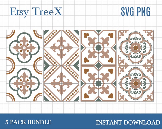 24 Moroccan Tile Digital Paper Images, Instant Download, Clip Art ...