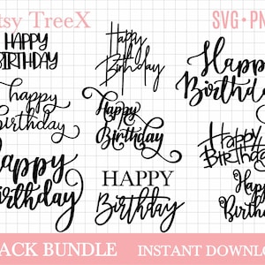 Hand Lettered Happy Birthday svg bundel door Oxee, happy birthday sign cut file, vector cut file, cricut, silhouet