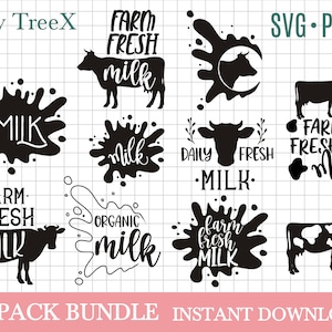 Milk farm SVG bundle, fresh milk svg, milk cow svg by Oxee, dairy fresh svg, cow farm svg
