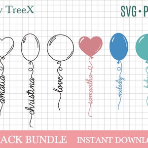 Hand drawn Balloons SVG bundle, air balloons svg, balloon with name svg by Oxee, love heart balloon svg, cricut file