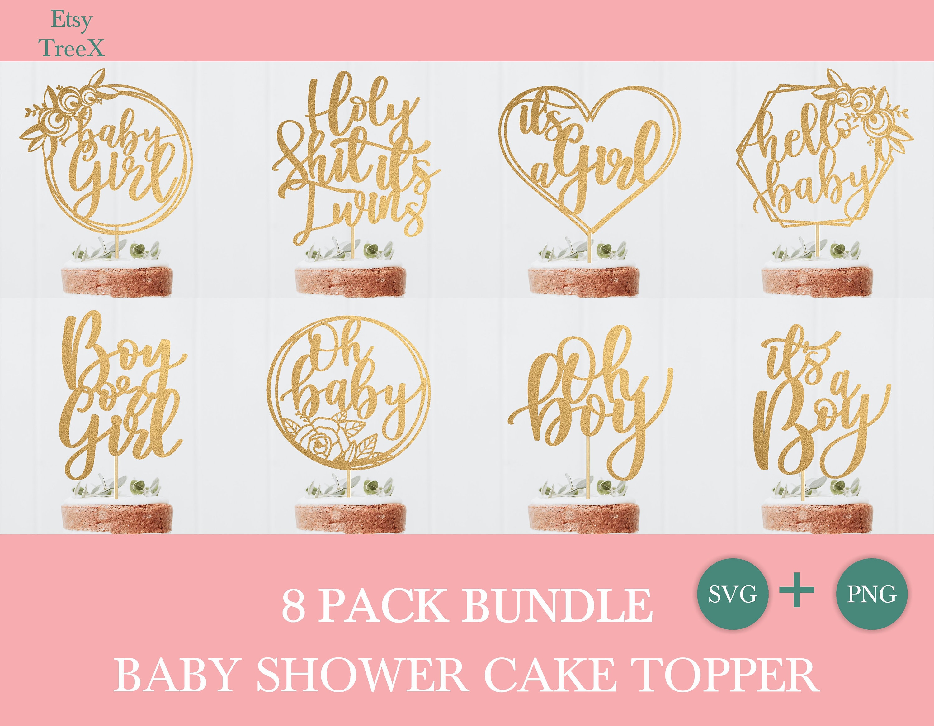 Baby Shower cake topper svg bundle by Oxee oh baby cake Etsy