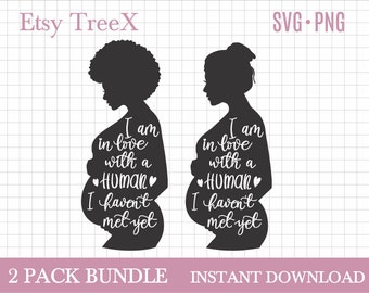 Pregnant Woman Quote SVG Bundle: Maternity Silhouette Cut Files (Digital Download)
