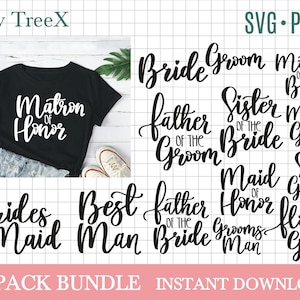 Wedding party svg bundle hand lettered, bachelorette shirt svg | bridesmaid svg | wedding svg | wedding party svg | matron of honor svg
