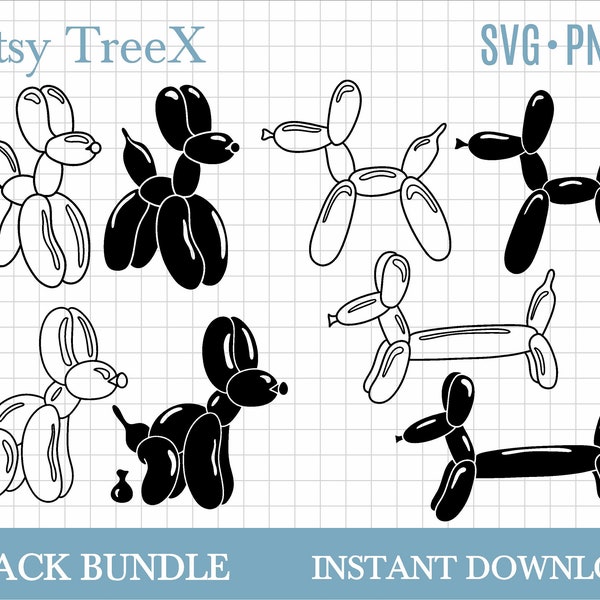 Balloon Dog SVG bundle by Oxee, balloon dogs svg, dog svg, cut file, sausage dog silhouette svg, balloon sausage dog svg