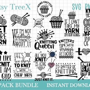 Knitting funny quotes SVG bundle by Oxee, sarcastic knitting signs svg, knitting logo svg, knit yarn svg, Cricut, Silhouette