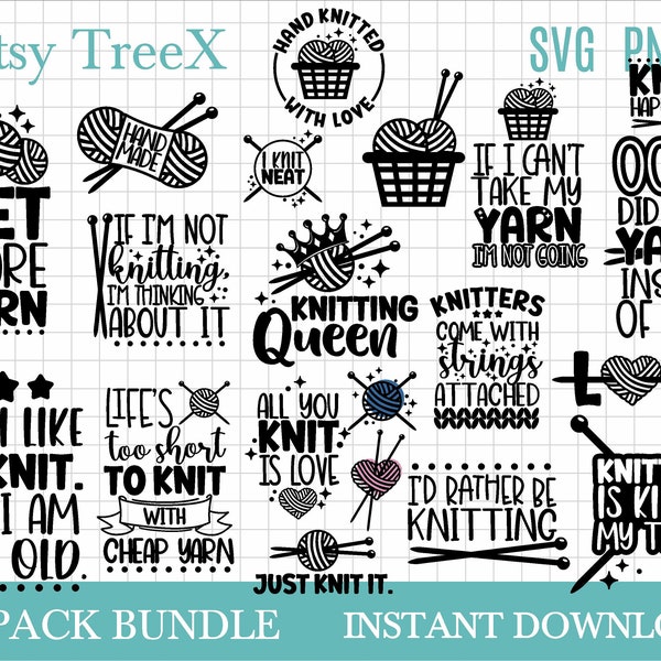 Knitting funny quotes SVG bundle by Oxee, sarcastic knitting signs svg, knitting logo svg, knit yarn svg, Cricut, Silhouette