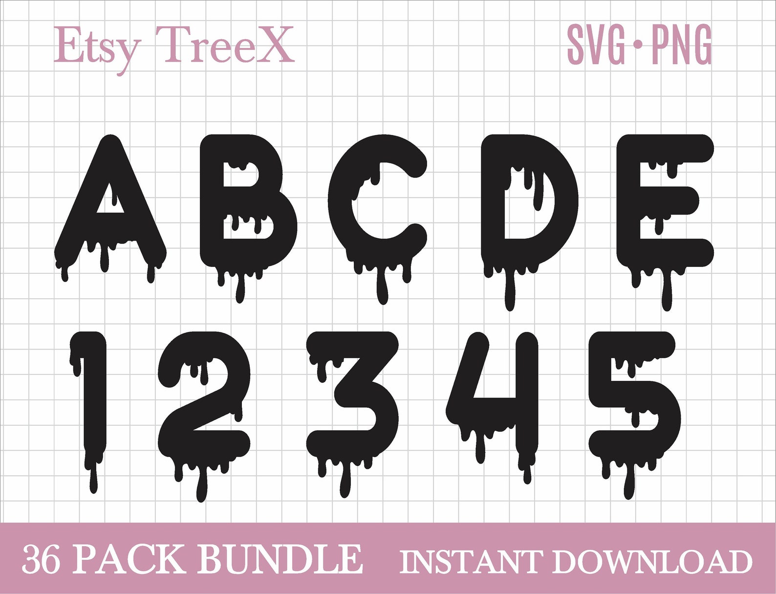 Dripping Alphabet and Numbers SVG Bundle by Oxee Drip Letters Etsy