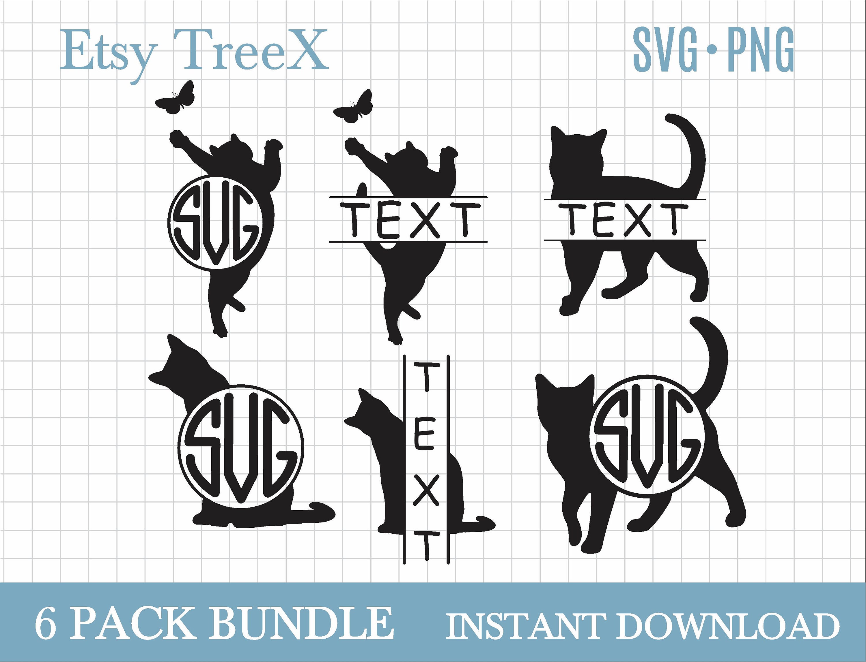 Cat SVG monogram bundle, cat circle monogram svg, cat split monogram svg by Oxee, cricut file svg, silhouette svg