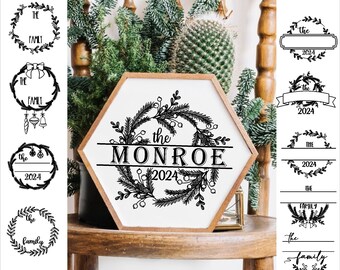 Christmas Family Monogram SVG Bundle: Ornament Sign Designs (Digital Download)