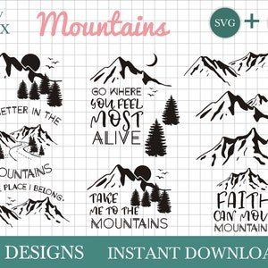 Pacchetto Montagne SVG, citazioni di montagna svg di Oxee, montagne stanno chiamando, montagna design svg
