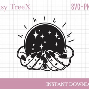 Crystals ball svg by Oxee, mystical drawing svg, celestial ball svg, magic crystal balls svg, silhouette, cricut svg