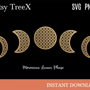 Maanfase SVG, maanfase svg door Oxee, muur kunst maan silhouet svg, Marokkaanse maan svg, silhouet svg, cricut svg