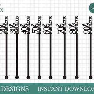 Champagne birthday drink stirrers SVG bundle, svg by Oxee, 30 and fabulous
