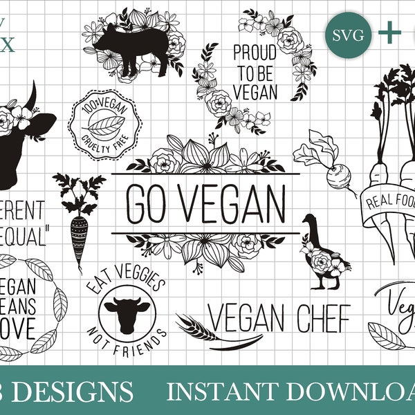 Vegan SVG bundle, vegan chef svg, vegan sign svg by Oxee, vegan quotes svg, health food svg