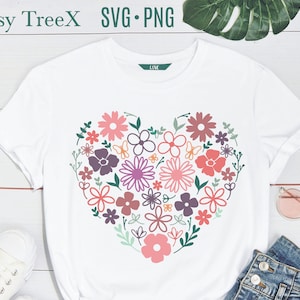 Blumen Herz SVG von Oxee, Blume Liebe Herz svg, Blumendruck svg, Muttertag svg, Liebe svg, Doodle Blumen svg, Cricut Datei, Silhouette