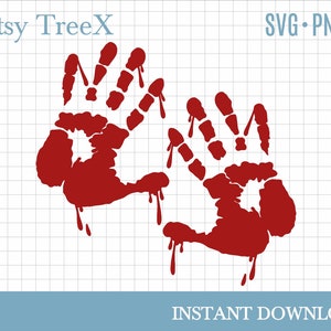 Blutige Halloween Hände SVG von Oxee, gruselige Blut Hände svg, Halloween Hand Druck svg, gruseliges Blut svg, gruselige Hände svg