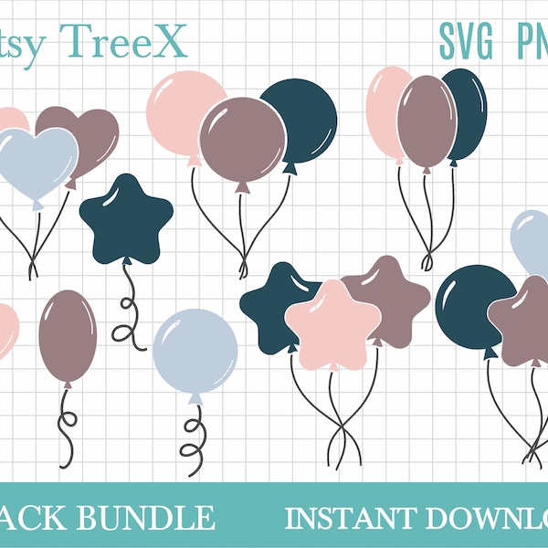 Hand gezeichnete Luftballons SVG Bundle, Luftballons svg, Ballon Crictur geschnitten Datei svg von Oxee, Liebe Herz Ballon svg, Cricut Datei