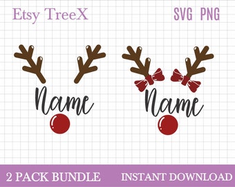 Reindeer Name Frame SVG: Christmas Family T-Shirt Design (Digital Download)