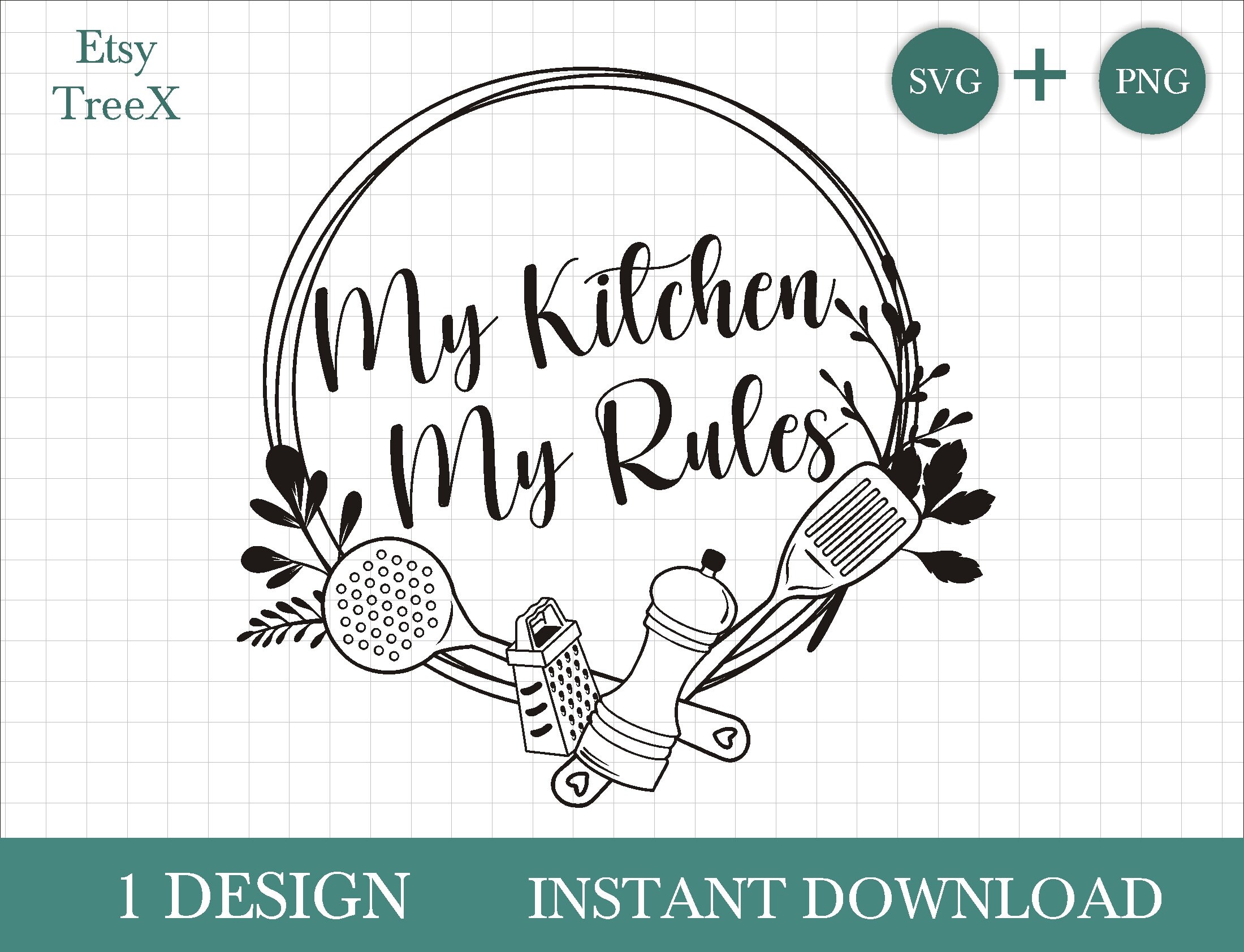 Hand-drawn Kitchen Wreath SVG: Cooking Sign Design (digital Download ...