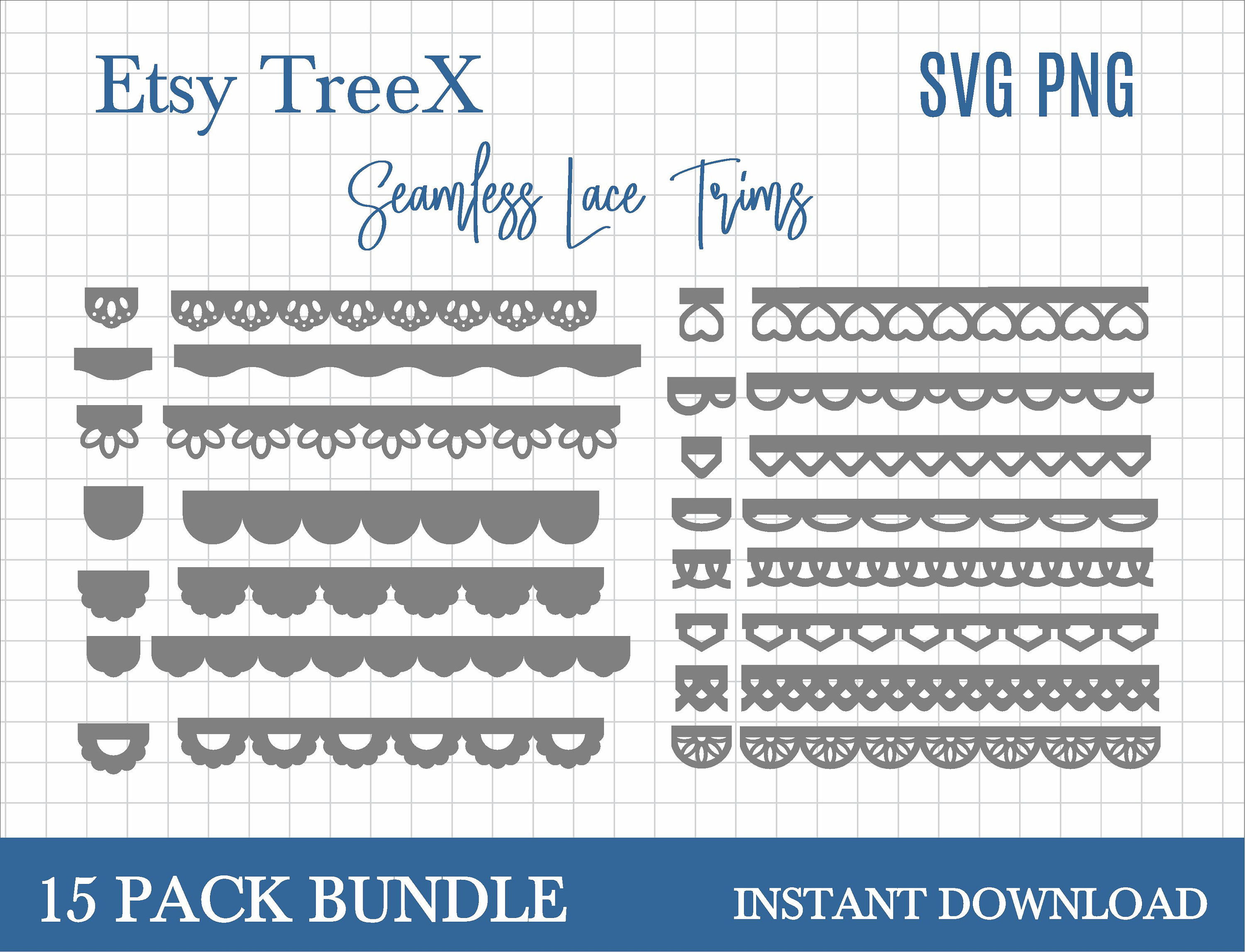 Seamless Lace Trim SVG Bundle by Oxee Simple Lace Border Line Etsy