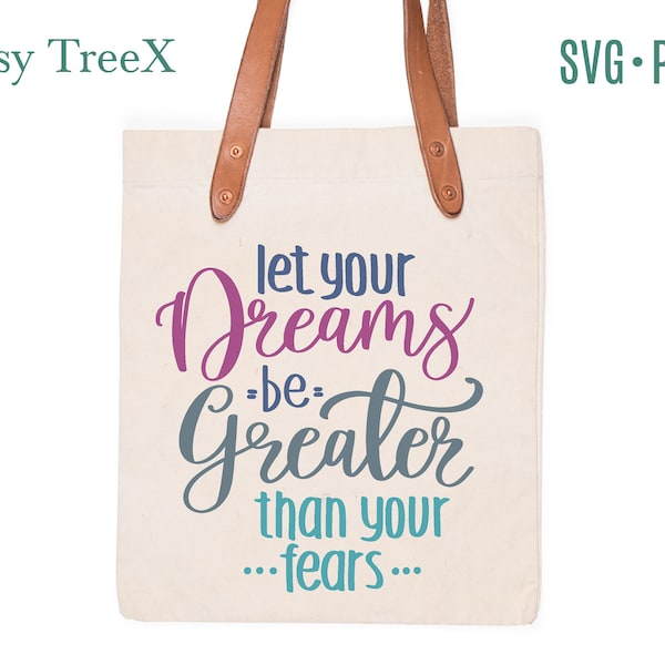 Hand beschriftete Motivations SVG von Oxee, let your dreams be größer als Ihre Ängste svg, positive Gedanken svg, Cricut geschnitten Datei